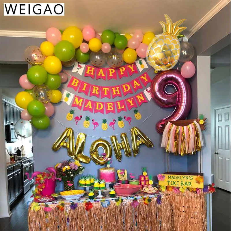 

WEIGAO Tropical Flamingo Party Decor Summer Luau Aloha Hawaii Theme Kids Birthday Foil Balloons Decor Pineapple Flamingo Balloon