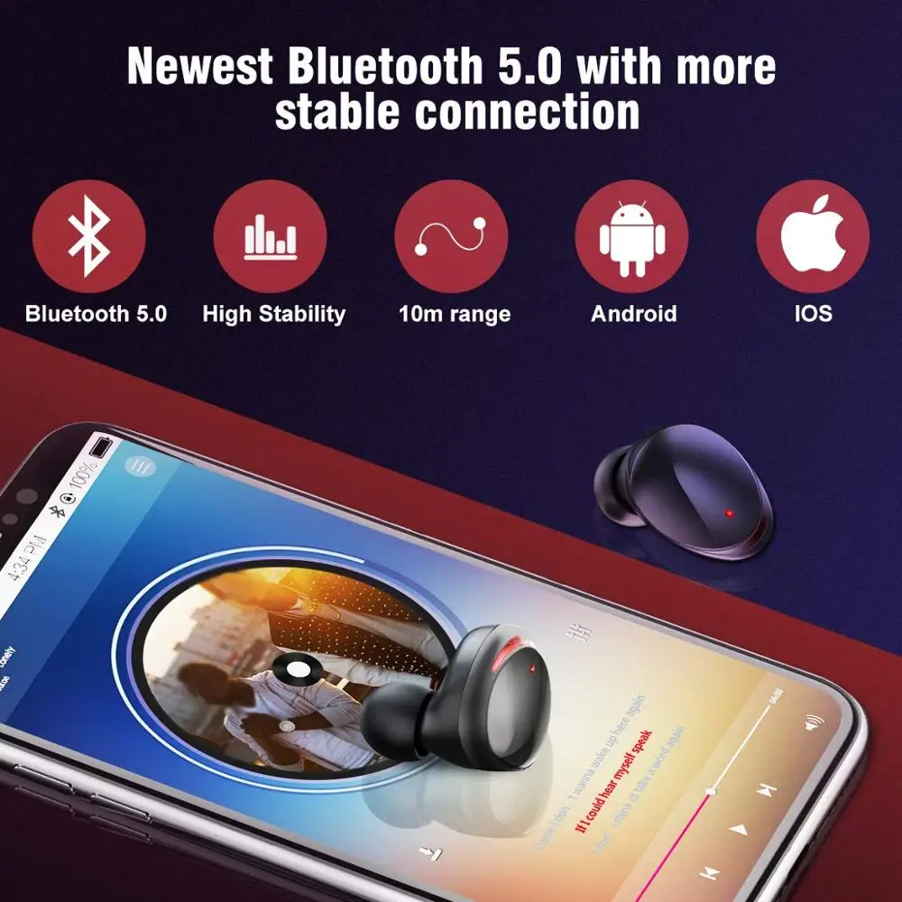 T8 Mini TWS Bluetooth 5,0 настоящие беспроводные наушники-вкладыши Наушники глубокий бас стерео Спортивная гарнитура с 3000 мАч зарядная коробка