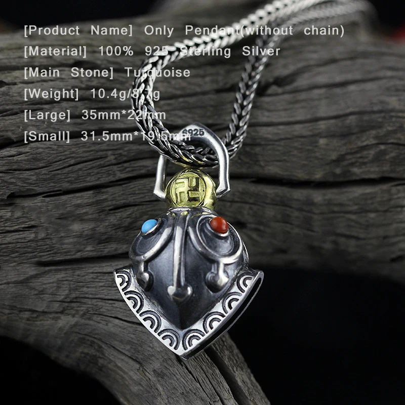Винтажное ожерелье Exorcism Bells из стерлингового серебра 925 пробы женские мужские ювелирные изделия Бирюзовая бусина из агата глаз этник амулет кулон подарок