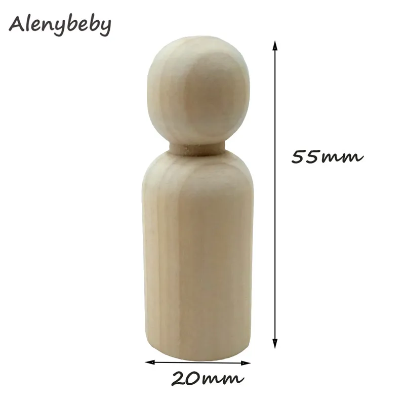 55mm man Креативная игрушка 5 шт. деревянные люди Ручные куклы для разукрашивания ремесла граффити Дровосек Твердые разные размеры детей - Цвет: 55mm man