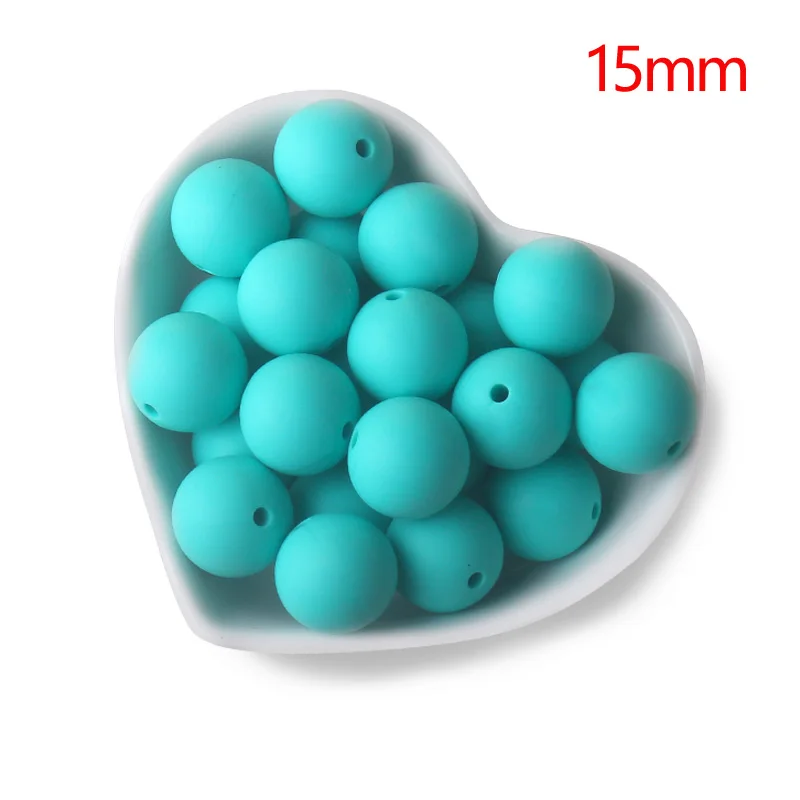 Lake Blue XCQGH 100 шт цветной Силикон Бусы Детские молярные Прорезыватели силиконовый жевательный ожерелье 15 мм бусины - Цвет: Lake Blue