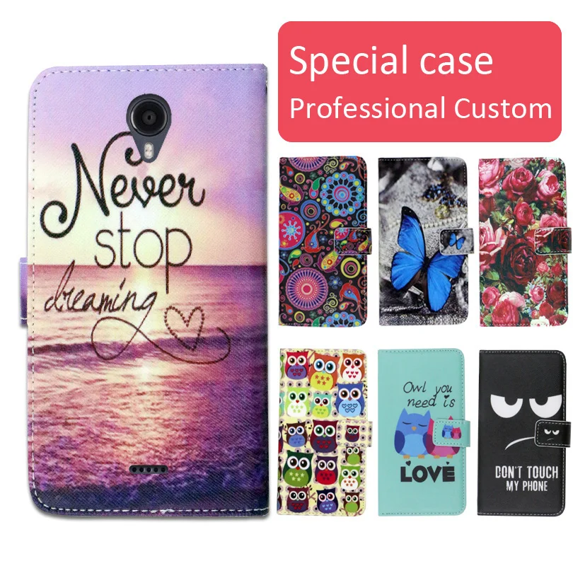 

Fashion cartoon printed flip wallet leather case for Fly Cirrus 11 (FS517) with Card Slot phone bag book case,free gift