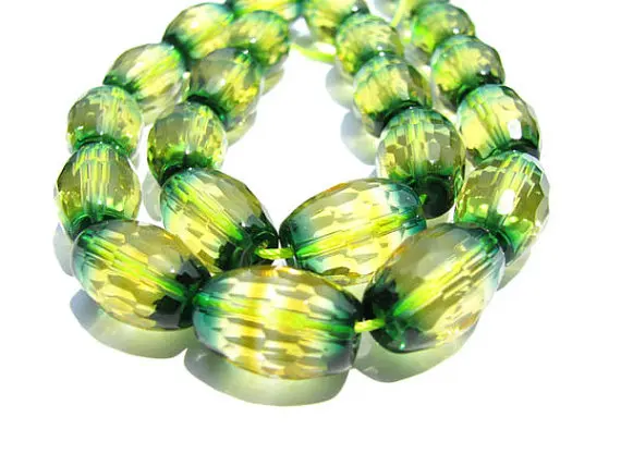 

high quality Ametrine gemstone green yellow rock crystal barrel drum faceted jewelry beads 12x16mm full strand