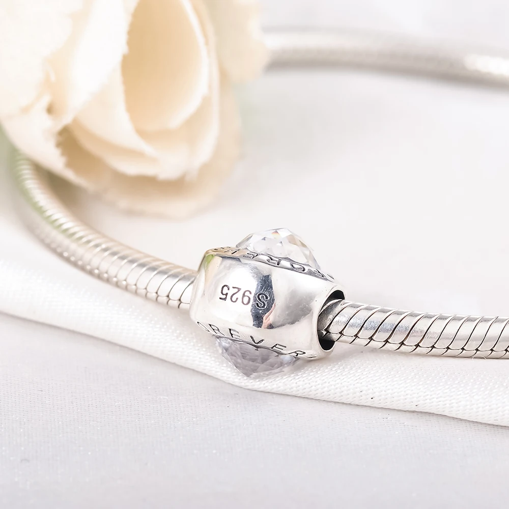 Devolove 925 пробы серебро Family Forever Шарм с прозрачные бусины из циркона, соответственные Пандоре обаятельные Браслеты Изготовление ювелирных изделий из драгоценных камней, Прямая поставка