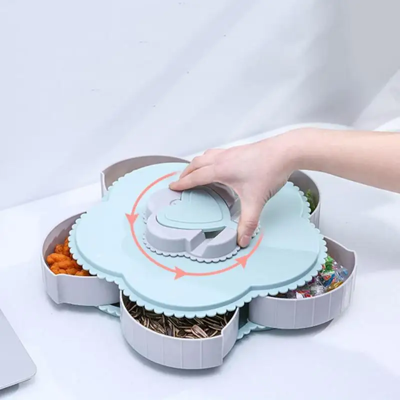 Современная вращающаяся коробка для закусок в форме лепестков, поднос для конфет, сухофруктов, контейнер для хранения продуктов, 5 решеток, поднос для закусок, вечерние, свадебные декорации