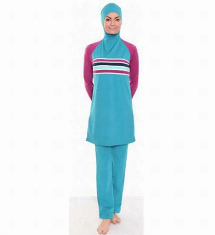 Хиджаб Буркини скромный Мусульманский купальник для девочек арабский Женский Плюс Размер одежда полное покрытие 3 шт купальный костюм Размер S-4XL - Цвет: Фиолетовый