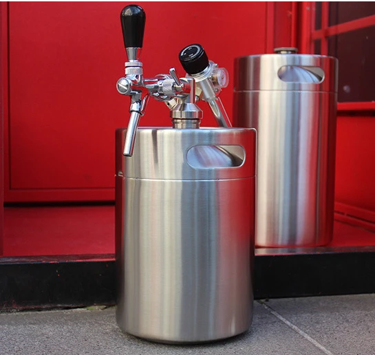  Stainless Beer Kegs Portable Stainless Volume 5 Liter 176Oz Mini Keg Beer Growler Home Brew Draft B