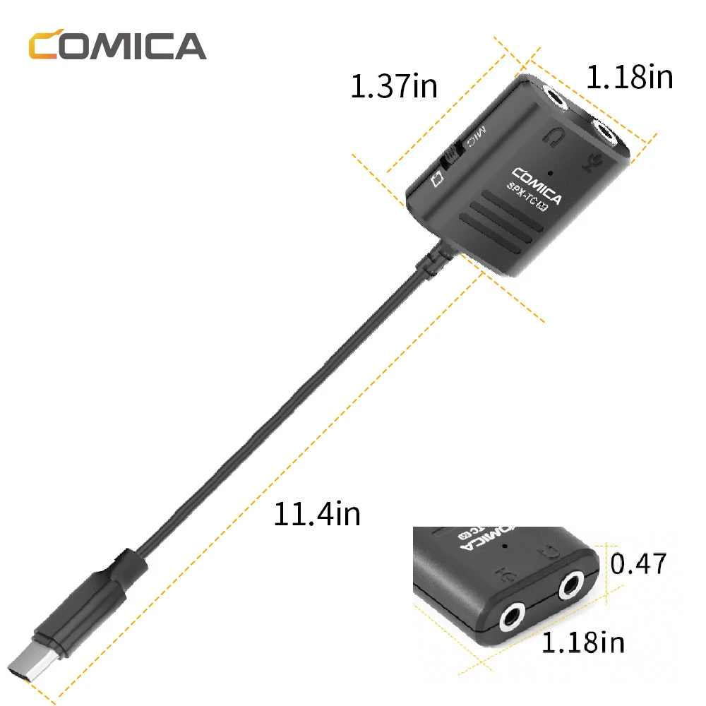 Comica SPX-TC 3,5 мм(TRS/TRRS) для type-C/USB-C двойной разветвитель микрофонный аудио адаптер кабель для huawei samsung htc смартфон