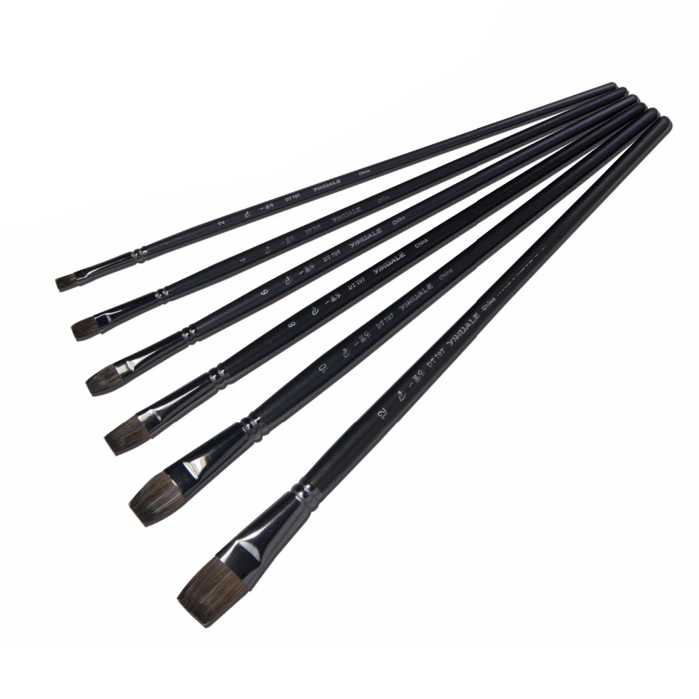 

6 pcs / set Squirrel Ink Watercolor Painting Brush Art Materials Oil Painting Artist Hair Brush for School Student Drawing Tool