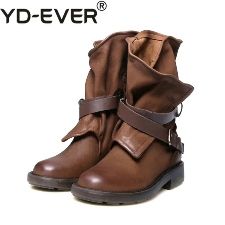 

2019 women ankle boots Sheepskin buckle strap vintage female martin boots winter short plush warm boots size 34-40