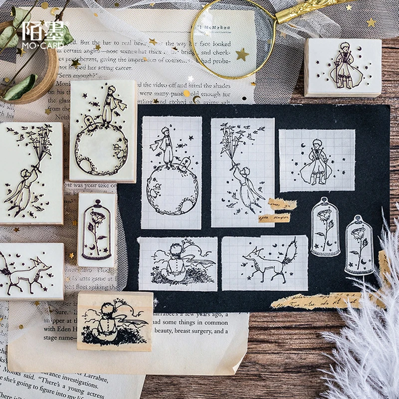 

Vintage little Prince and his Planet rubber seal stamps Wood clear stamps DIY scrapbooking decoration clear stamps stationery