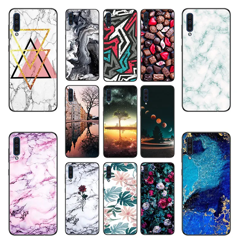 For Capa Samsung A50 Case Back Cover Black sFor Samsung Galaxy A50 Case 2019 Soft Silicone Case A 50 A505 A505F Protector Marble