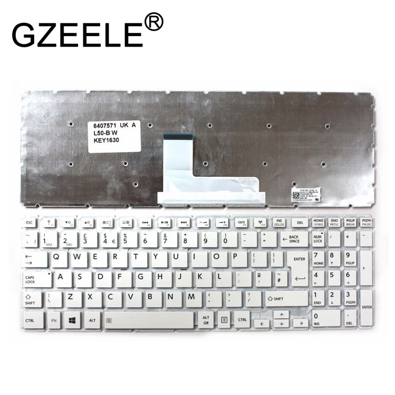  GZEELE UK Keyboard For Toshiba Satellite L55-B L50-B S55-B S50-B L55DT-B S55T-B S55D-B WHITE