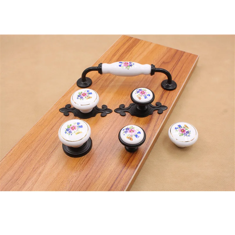 

6 Sizes European Ceramic Furniture Door Knob Drawer Pulls Kitchen Cabinet Handles for Home Handles Hardware Accessories