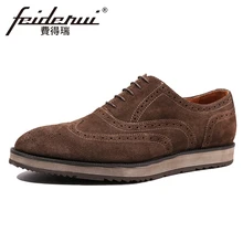 Suede Round Toe Wingtip Brogue Shoes