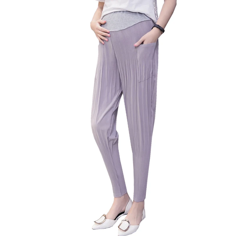 

High Waist Chiffon Maternity Pants For Pregnant Women Clothes Casual Pregnancy Haren Pants Cropped Trousers Prop Belly Nursing