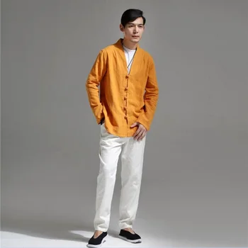 

Casual Chinese Shirts Men Cotton Linen Designer Brand Slim Fit Man Shirts Long Sleeve White Shirts For Men Clothes Autumn