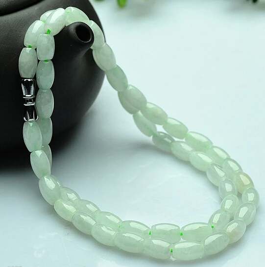 0001414 FINE 100% Natural Chinese Jade Noble Aqua Beads Necklace
