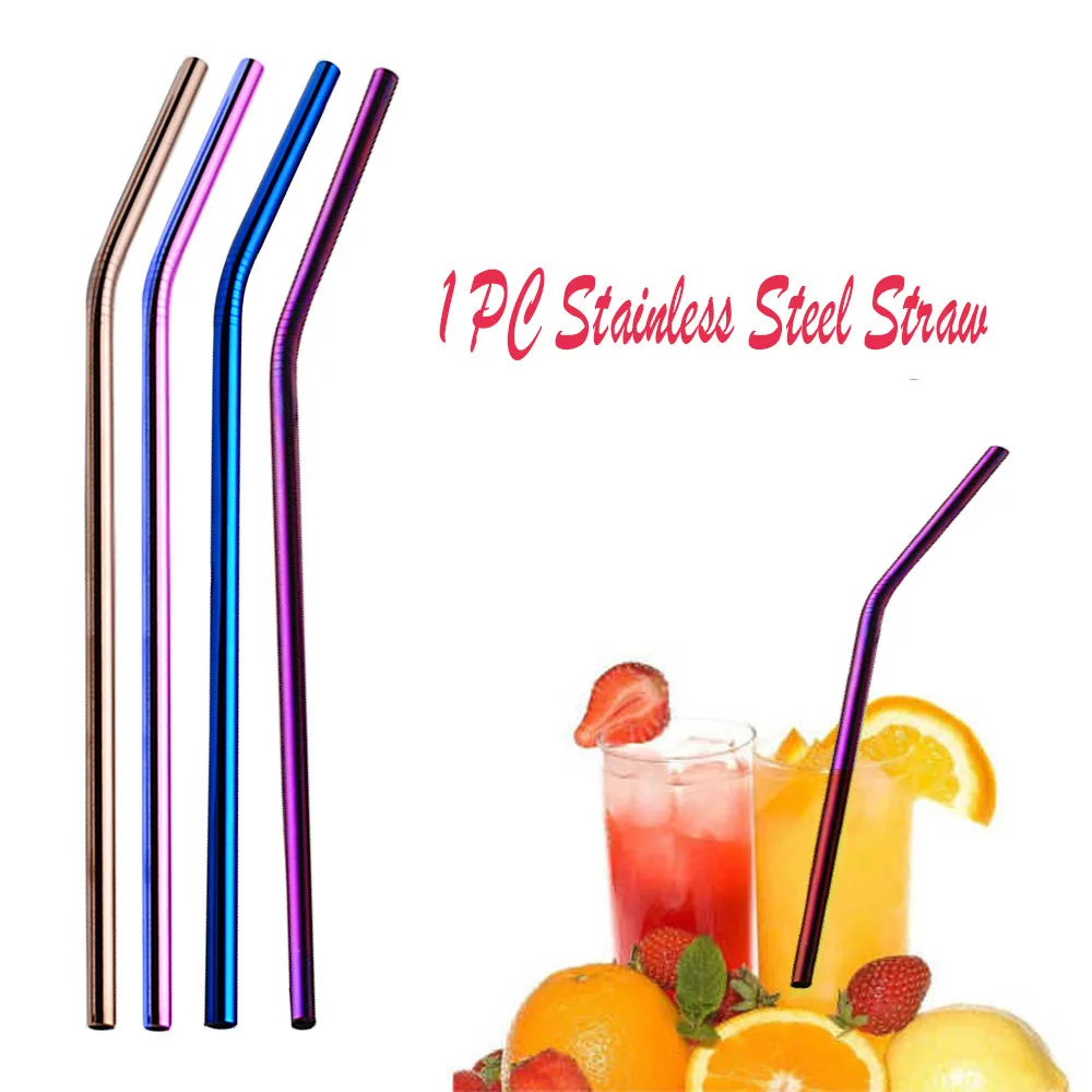 

6mm Diameter Stainless Steel Metal Drinking Straws High Quality Colorful Straight Reusable Washable with Cleaner Brush #GX6.29