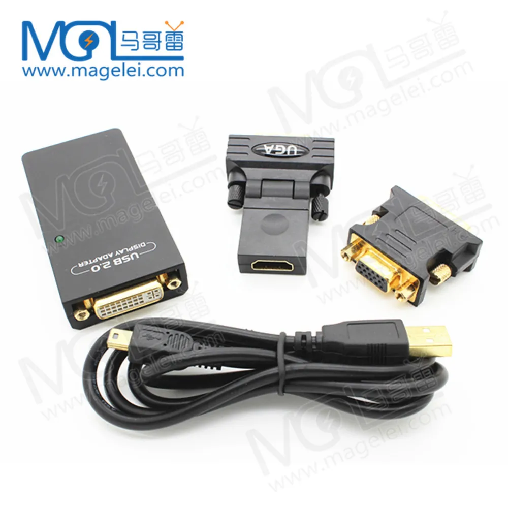 100 New PC Laptop USB graphics card UGA USB 2.0 To VGA/DVI/HDMI Multi Display Adapter Converter