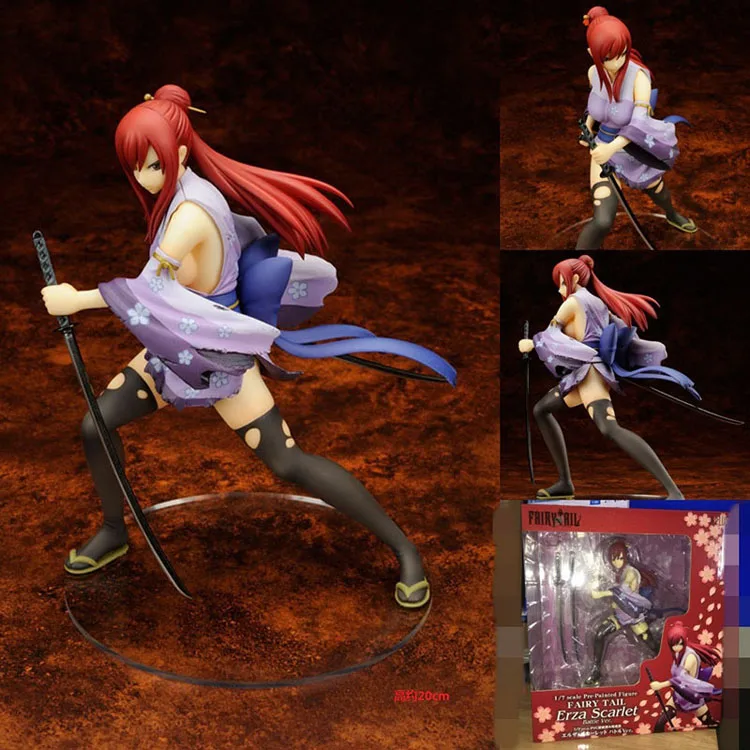 

20cm Scale Painted Fairy Tail Erza Scarlet Kimono Battle Ver Animation Action Figure PVC Model Toys Dolls Gift Decoration