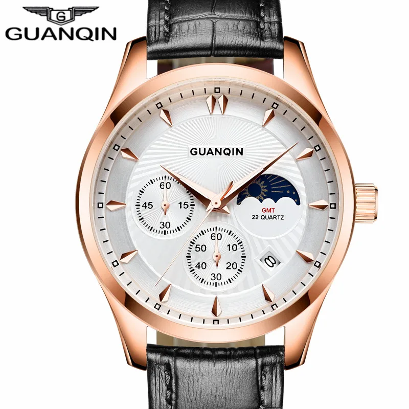 GUANQIN NEW WATCH Quartz Waterproof Men's Wrist Watch Date Leather Strap Luminous Wrist Watch GQ8009 GUANQIN NEW WATCH Quartz Waterproof Men's Wrist Watch Date Leather Strap Luminous Wrist Watch GQ8009