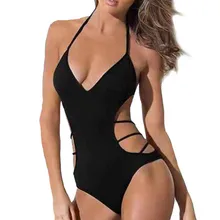 Женский купальный костюм с открытой спиной, на шнуровке, сексуальное боди, пуш-ап, купальный костюм, бикини, цельный женский купальный костюм, пляжный купальный костюм