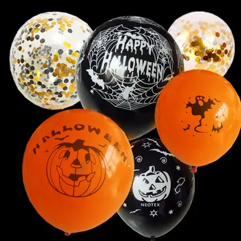 

2018 New Halloween Balloon Combo Set 12 inch 2.8 grams Party Supplies ballon thick decorative balloons orange and black baloons