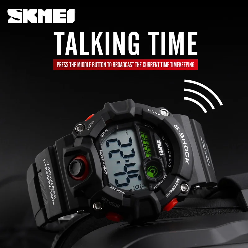 1162 Blind Talking Time Цифровые наручные часы мужские электронные светодиодные