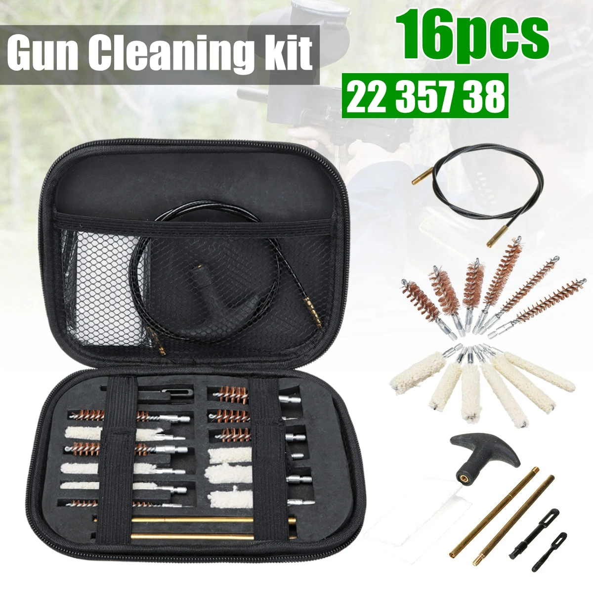16pcs Universal Gun Cleaning Kit For Rifle Pistol Handgun Shotgun
