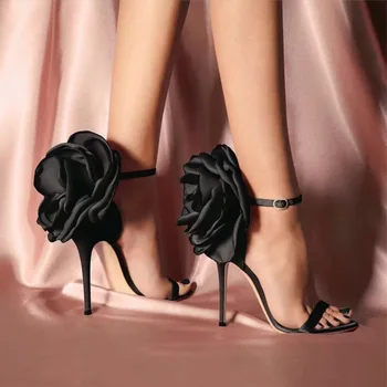 

Summer Big Butterfly-knot Women Sandals Stiletto High Heel Shoes Ankle Strap OL Sexy Pump Party Wedding Shoes Size 35-40