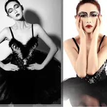 Балетная пачка на взрослого платья костюм черный женский Лебединое озеро перо Одежда для танцев