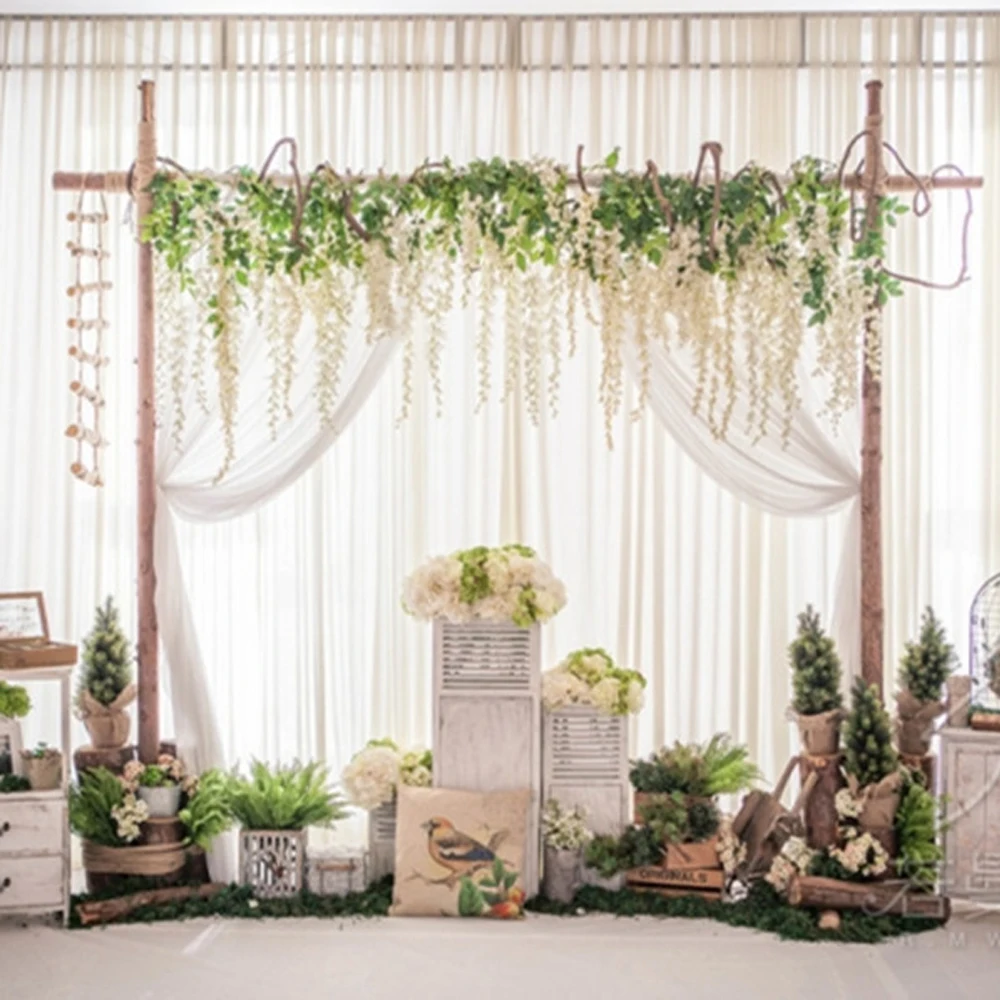 12 pcs Artificial Silk Ivory Wisteria String For DIY Wedding Party