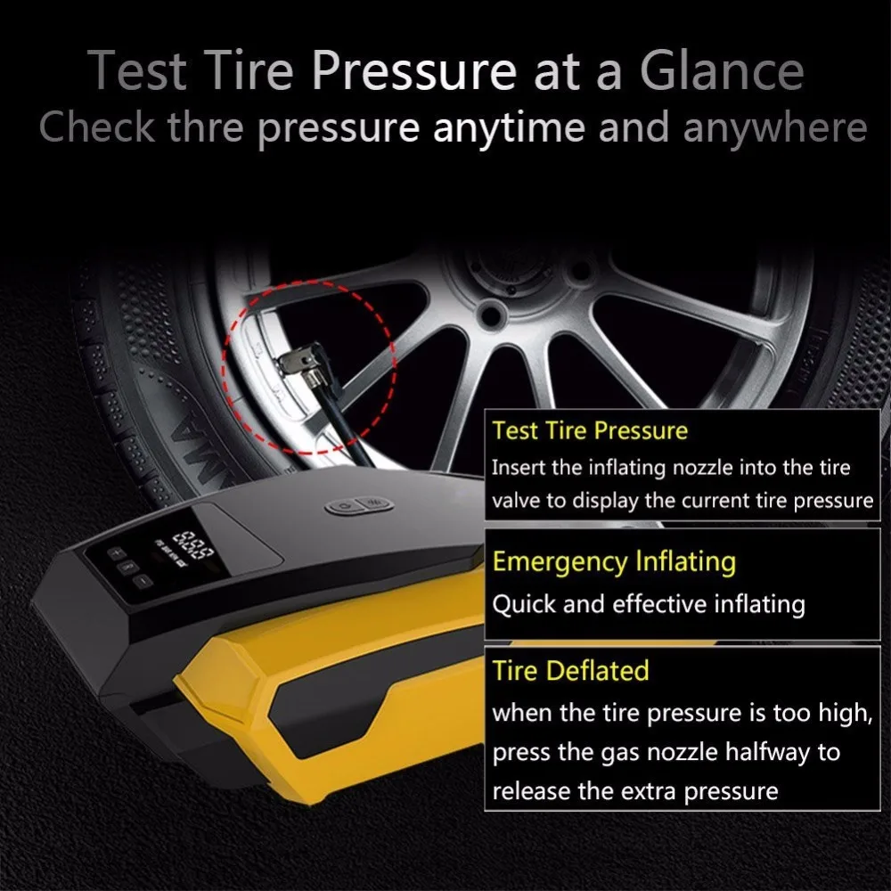 Портативный шиномонтажный насос, В 12 В 150 PSI Авто Цифровой Электрический аварийный воздушный компрессор насос для автомобиля, грузовика