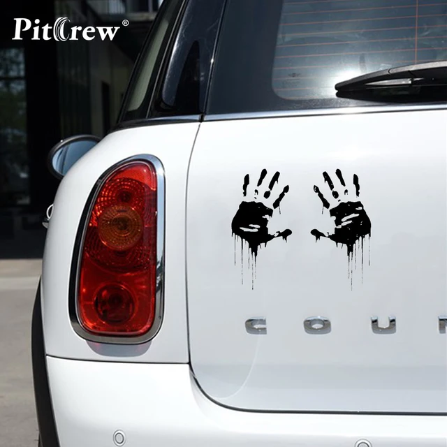 Special Price 1PC High Quality 7.5*15cm Zombie Bloody Hands Print Fun Vinyl Car Sticker Motorcycle Window Decal Accessories Black Silver Red