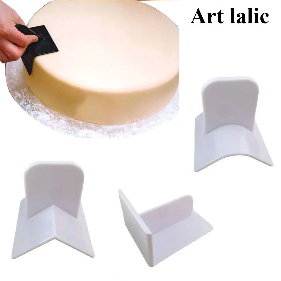 

3 Shape of Fondant Cake Smoother Side Polisher Smooth Tool Round Edge Rectangular Plastic for Home DIY Baking Tool Art lalic