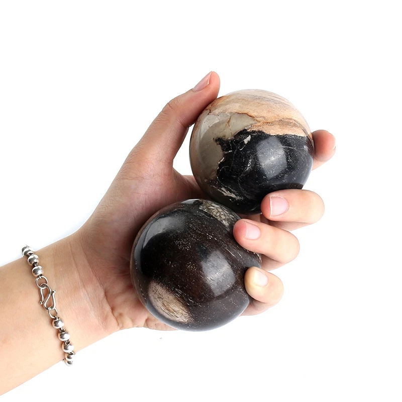 Polished Natural Petrified Wood Sphere Balls Quartz Crystal Healthy