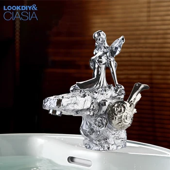 

Basin Faucets Chrome Luxury Goddess Bathroom Faucet Design Single Deck Mount Handle Hole Vanity Sink Water Mixer Taps LC-67D1-X