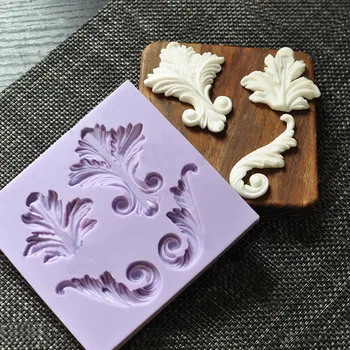 

Retro Leaf Shape Silicone Mold Fondant Paste DIY Baroque Style Pressing Silicone Cupcake Decorating Mold for Chocolate Gum Paste
