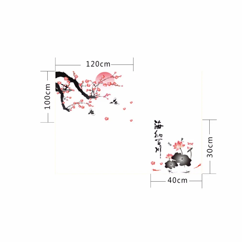 Китайский Mei Blossum наклейки на стену для спальни украшения дома Фон самолет Pastrol Фреска дверь Diy настенные плакаты продвижение