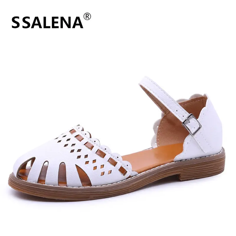 

Women Cut Out Sandals Ladies Summer Platform Closed Toe Sandals Female Leather Ankle Strap Gladiator Shoes AA50284