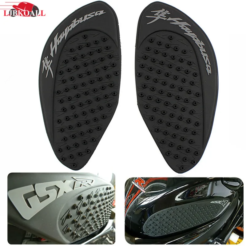 

LJBKOALL Black Rubber Gas Tank Pad Traction Side Fuel Knee Grip Decal with 3M Sticker For Suzuki Hayabusa GSXR1300 2008-2016