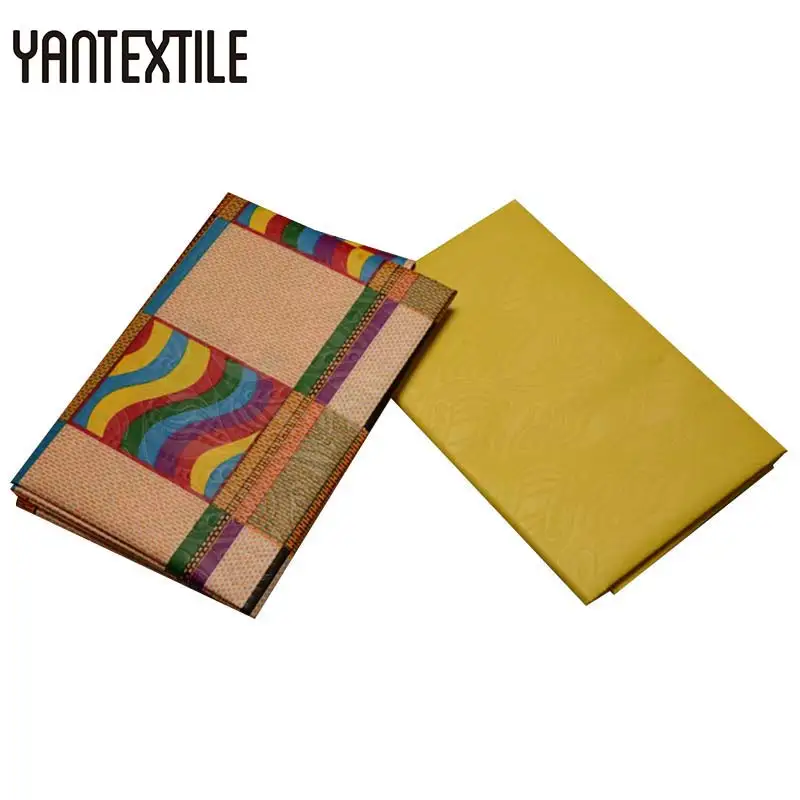 

YANTEXTILE Veritable Real Wax Fabric Ghana Kente Cloth 2 Yards Mix Embossing Design African Ankara Fabrics Plain Dyeing 2 Yards
