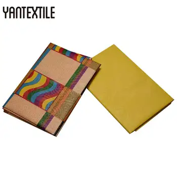 

YANTEXTILE Veritable Real Wax Fabric Ghana Kente Cloth 2 Yards Mix Embossing Design African Ankara Fabrics Plain Dyeing 2 Yards