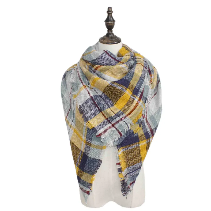 Winter luxury Brand Plaid Cashmere Scarf Women Oversized Blanket Scarf
