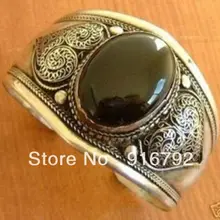 Старый тибетский серебряный черный гравировальный узор ювелирные изделия человек манжета браслет