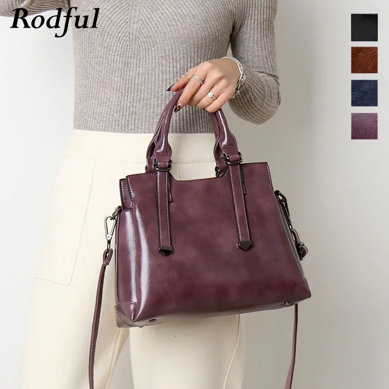 

Rodful luxury leather ladies handbags women's genuine leather bag vintage tote hand bags messenger shoulder bag Sac A Main Femme