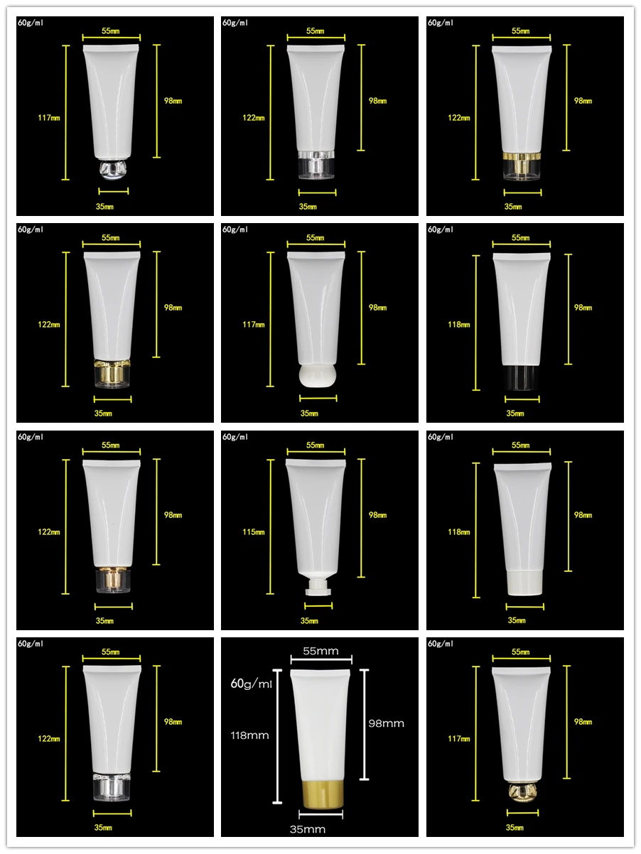 

60g white Cosmetic Cream Tube,Plastic Soft tube,for eye cream/gel/mildy wash/essence fluid/hand cream/sample container