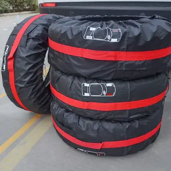 

4Pcs Spare Tire Cover Case Polyester Winter and Summer Car Tires Storage Bag Automobile Tyre Accessories Vehicle Wheel Protector