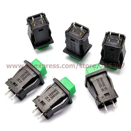 PHISCALE 30pcs of Green Self-locking Push Button Switch DS-429A